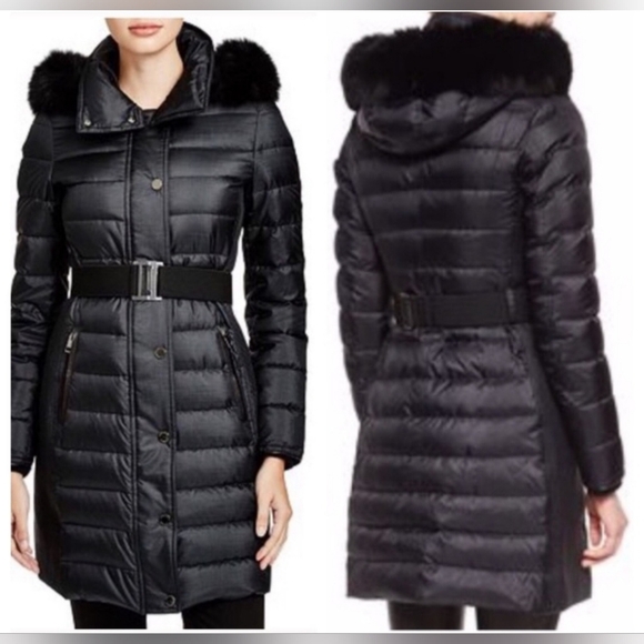 NWT Burberry Abbeydale Winter Jacket Parka Duck Down Blue Fox Fur Hoodie 4 US - Picture 9 of 16